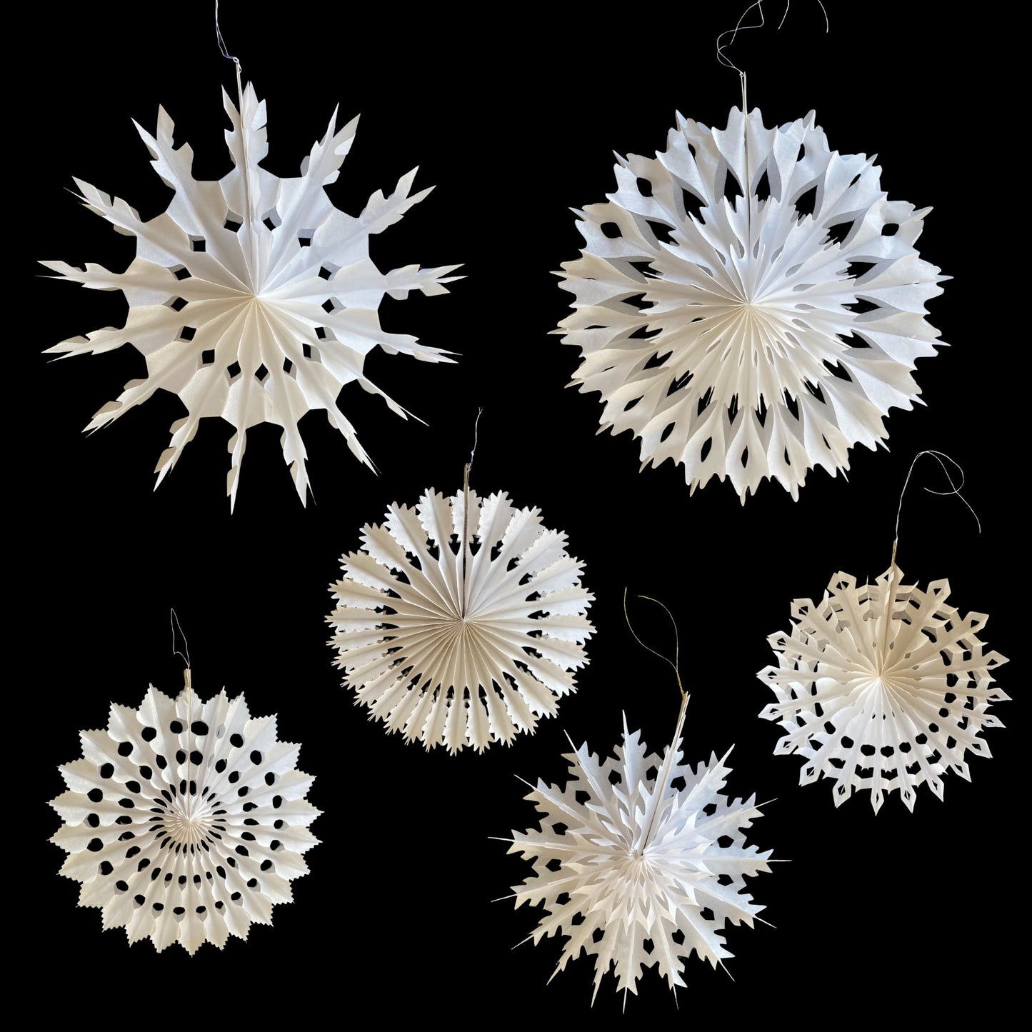 White Paper Snowflake Decoration - Small Feather Design