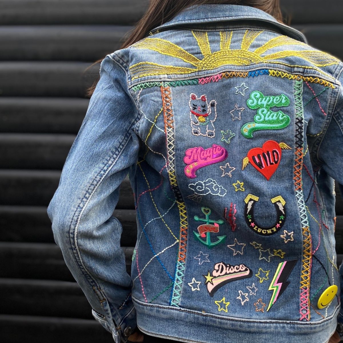 DIY Kids denim jacket with patches & Embroidery