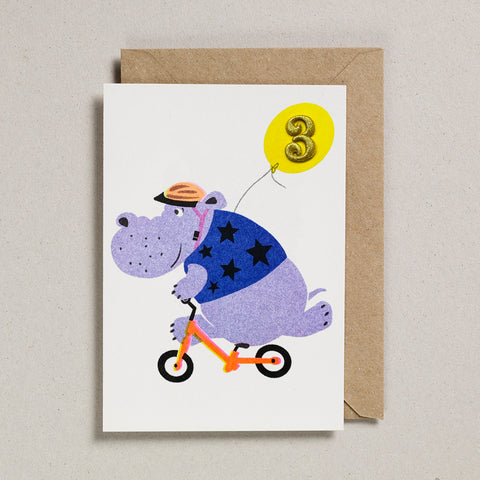 Confetti Pets Cards - Age 3 Hippo on Bike