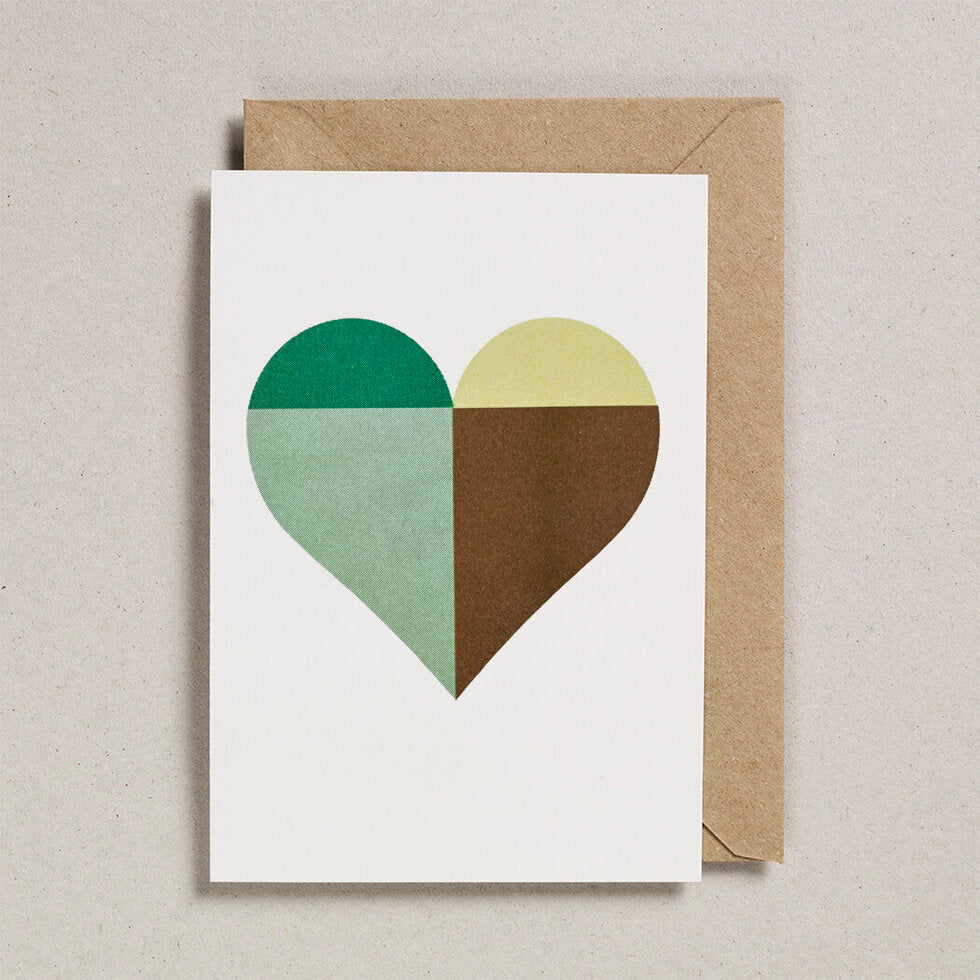 Patchwork Heart Riso Printed Greeting Card | Heart 2 Design.