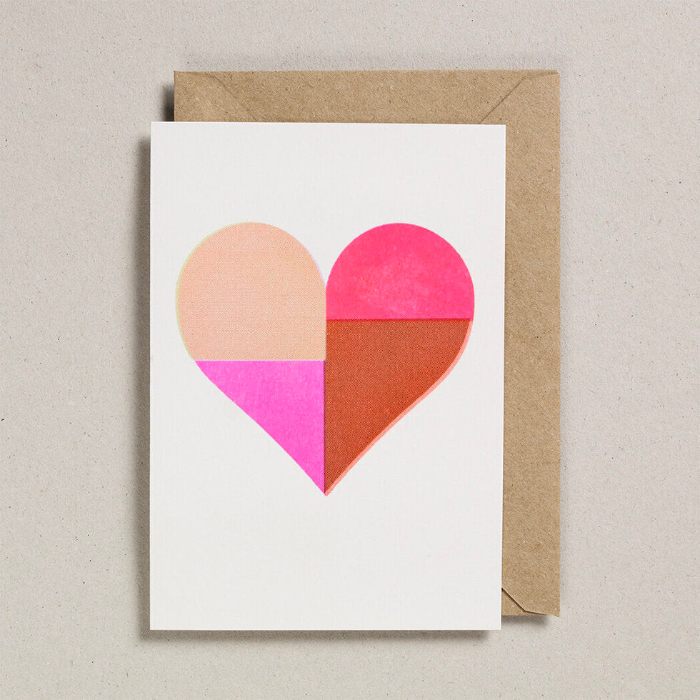 Patchwork Heart Riso Printed Greeting Card | Heart 7 Design.