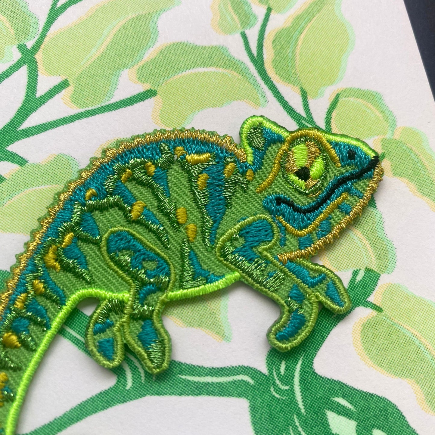 Iron on Patch Card - Climbing Chameleon