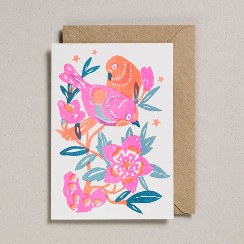 Riso Papercut Card - Love Birds