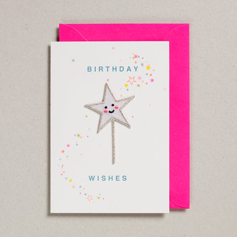 Iron on Patch Card - Birthday Wishes Star Wand
