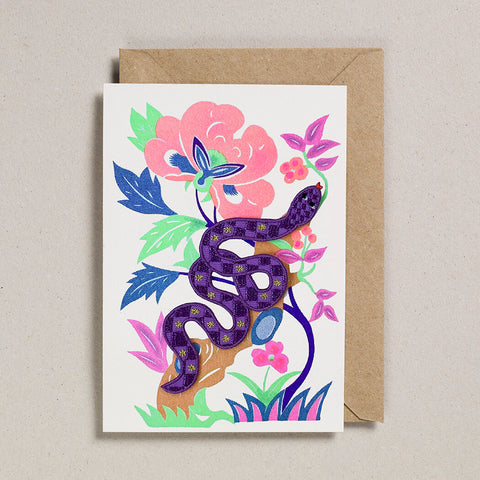 Riso Papercut Cards - Iron on Snake