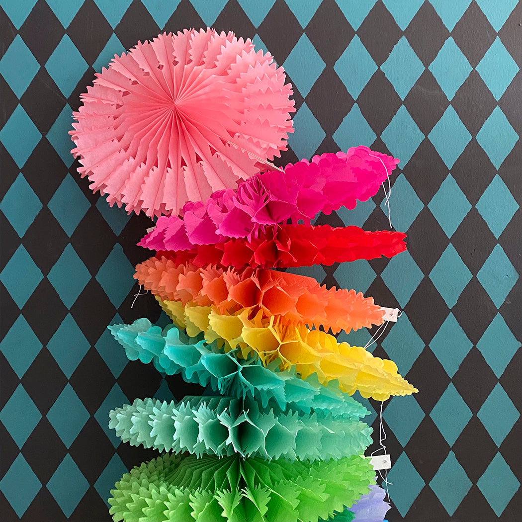 Rose Pink Tissue Paper Fan Hanging Decoration