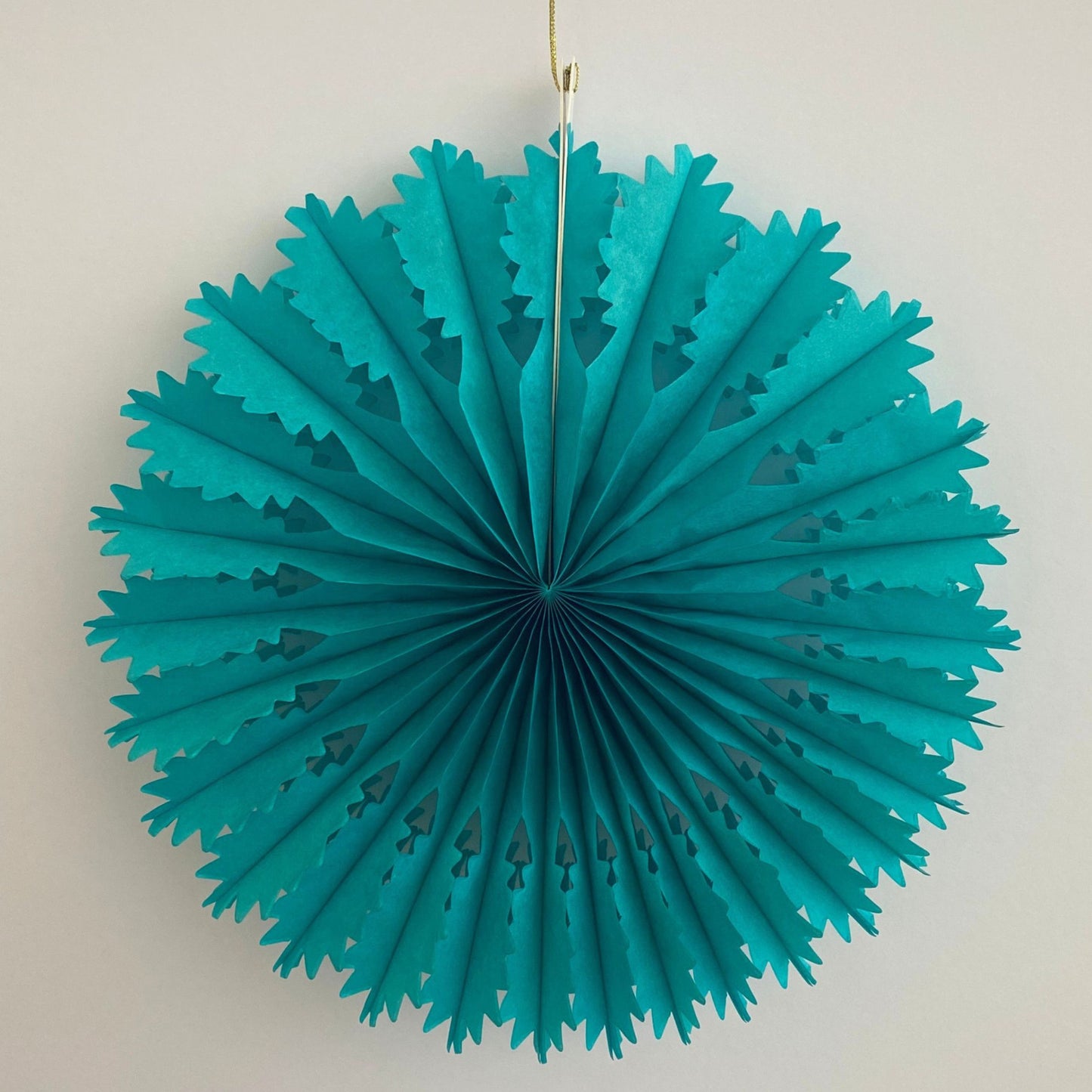 Teal Tissue Paper Snowflake Hanging Decoration