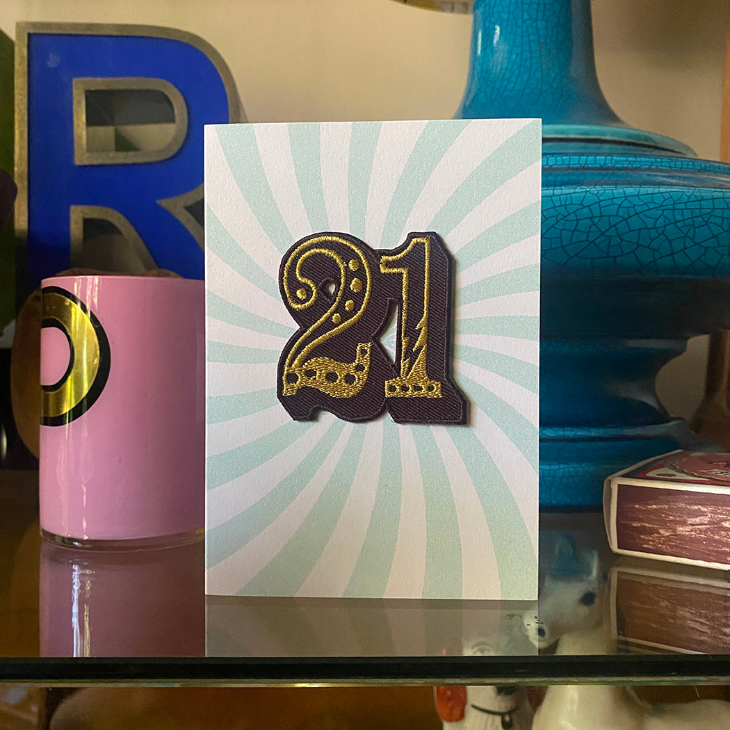 21 Figure Post Iron on Big Number Greeting Card - 21 – Petra Boase Ltd