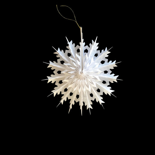 White Paper Snowflake Hanging Decoration - Small Spike Design
