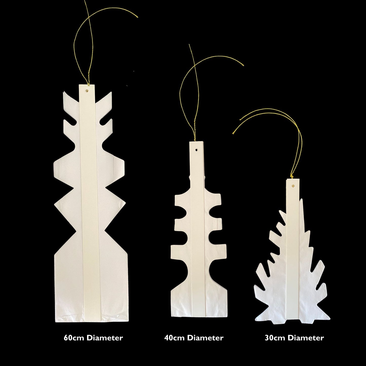 White Tissue Paper Snowflake Hanging Decorations - Set of Three.