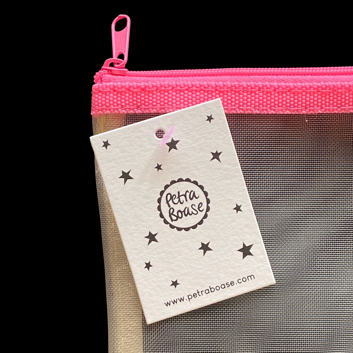 Pink Zip Mesh Handy Bag