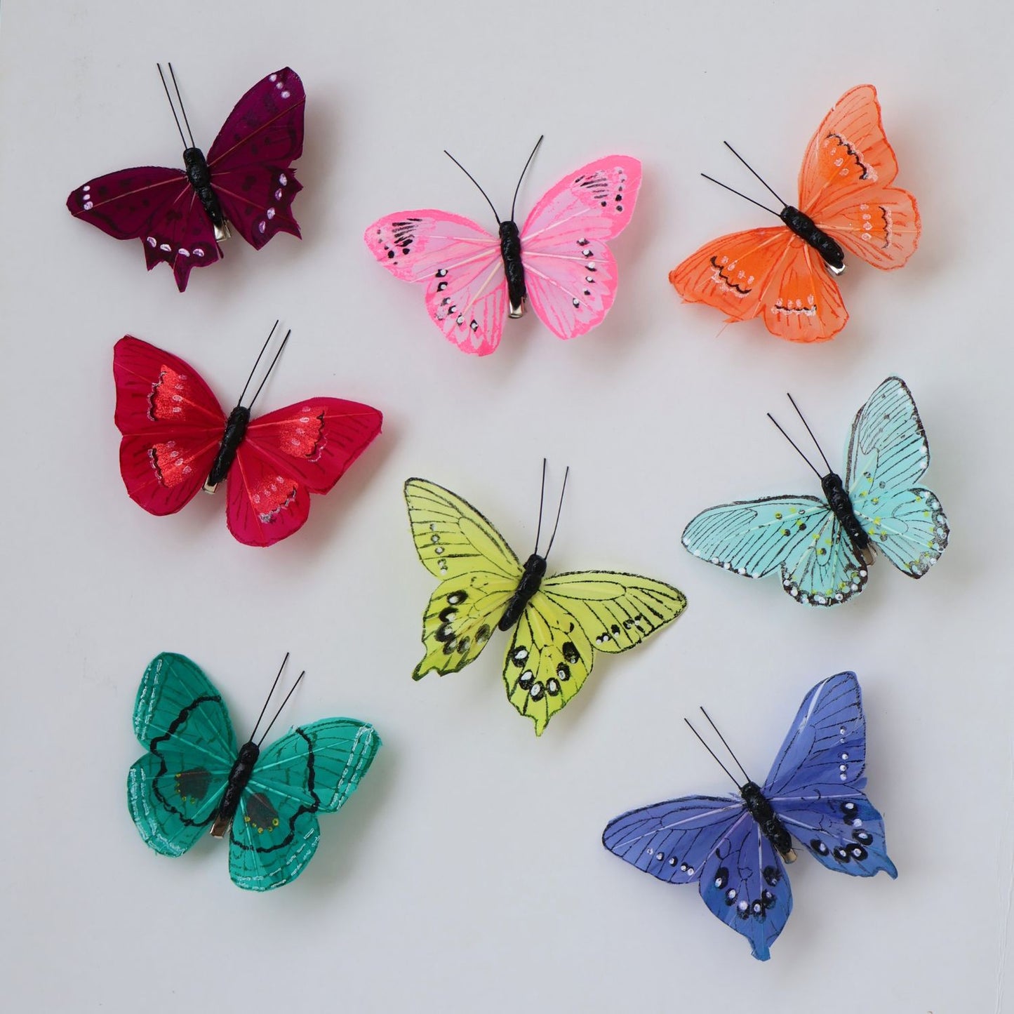 Set of 8 Feather Butterfly Clips