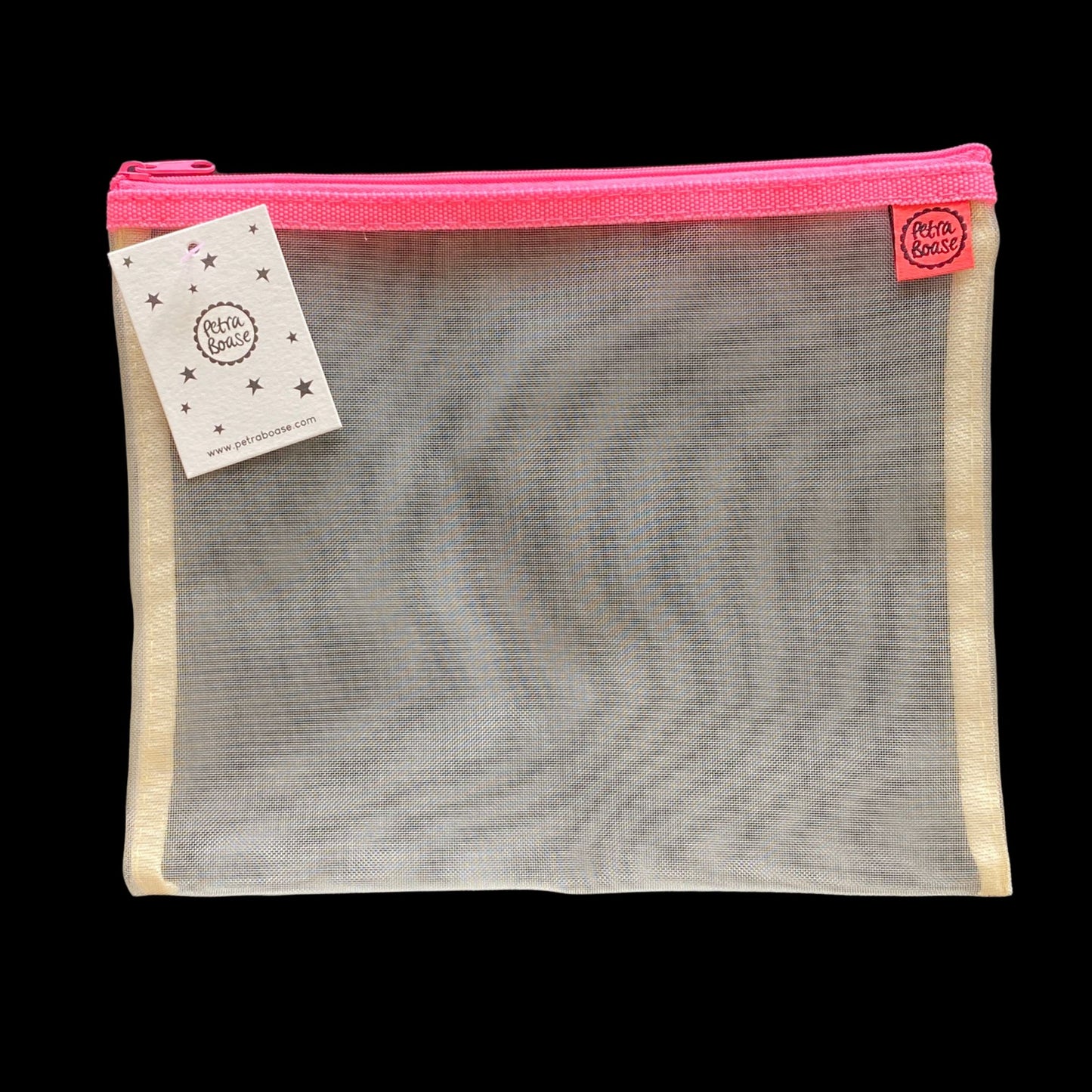 Pink Zip Mesh Handy Bag