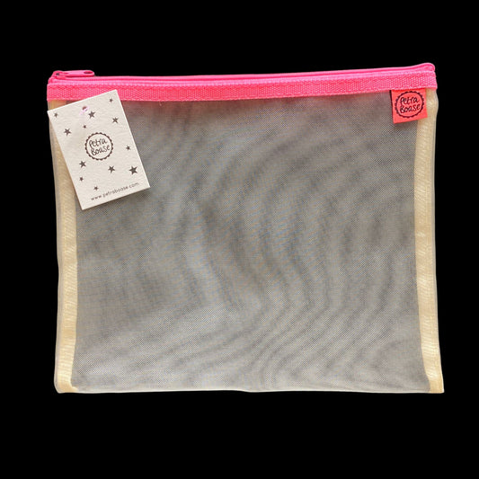 Pink Zip Mesh Handy Bag