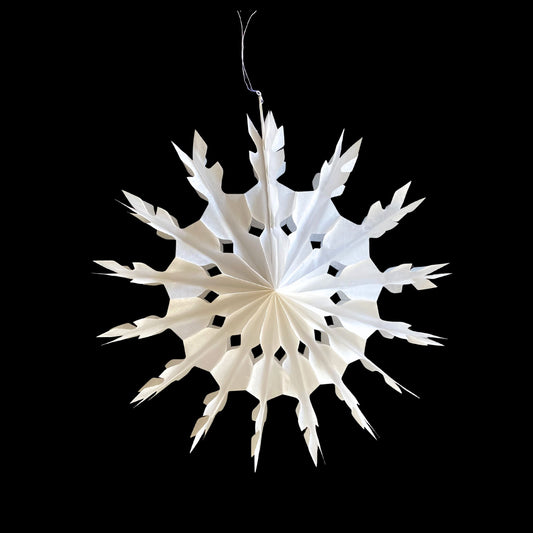White Paper Snowflake Decoration - Small Feather Design