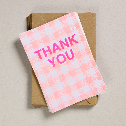 A6 Thank You Cards - Orange Gingham