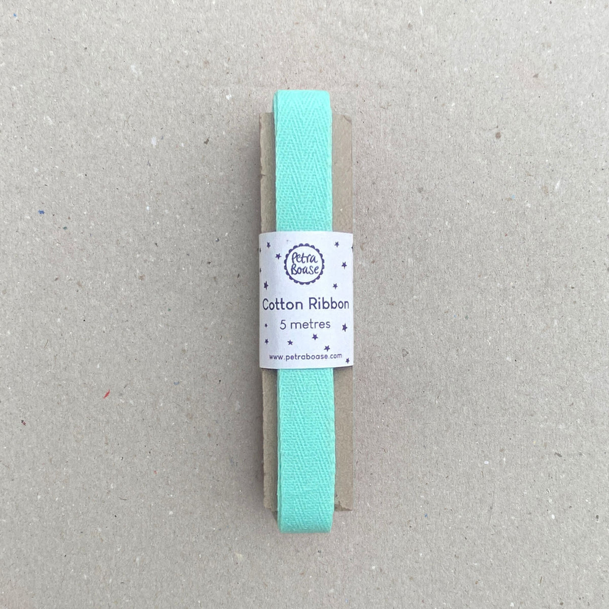 Aqua Cotton Herringbone Ribbon, 5 Metre Length