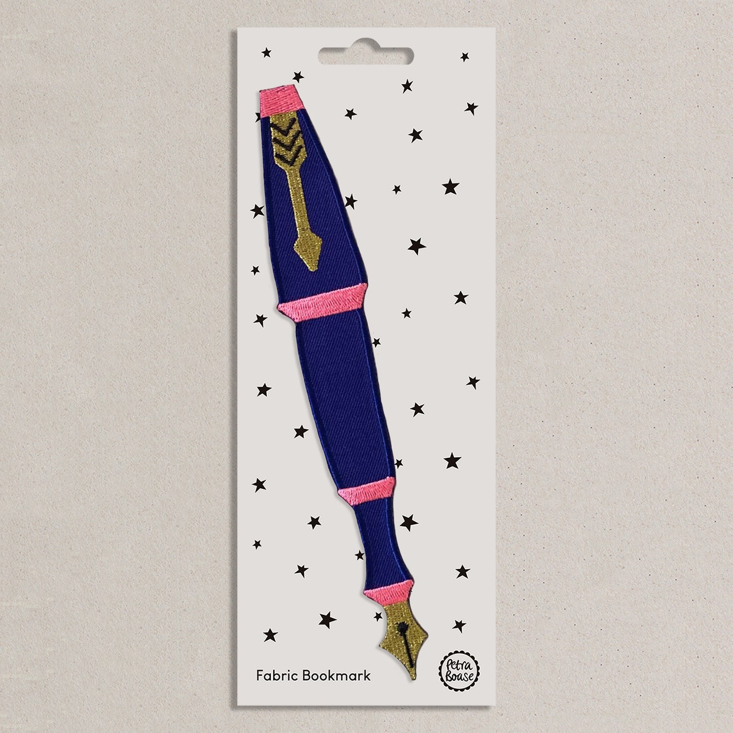 Retro Fountain Pen Embroidered Fabric Bookmark.