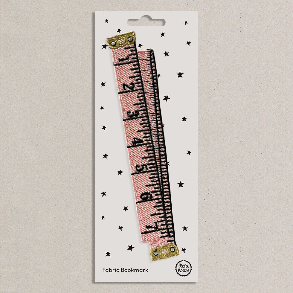 Pink Tape Measure Embroidered Fabric Bookmark