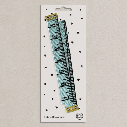 Blue Tape Measure Embroidered Fabric Bookmark