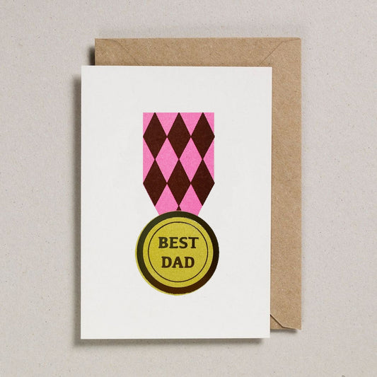 Best Dad Father's Day Card | Best Dad Medal /Pink