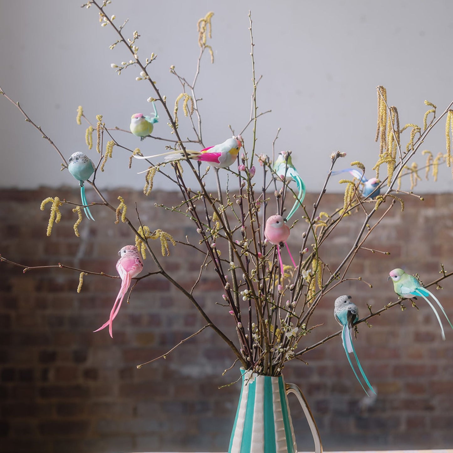 Set of 5 Colourful Feather Bird Clip Decorations