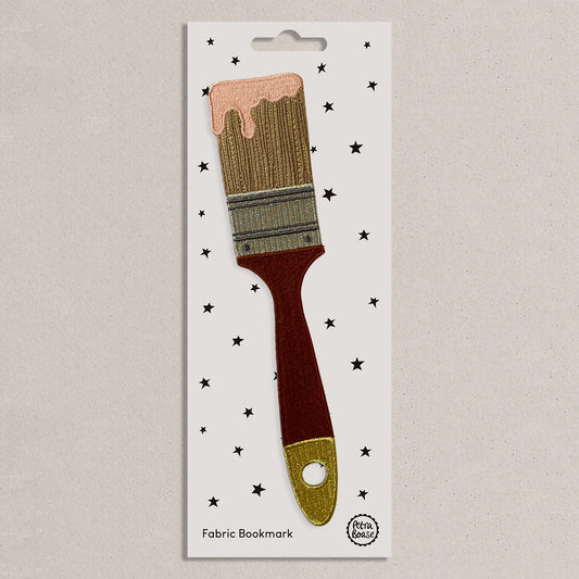 Brown Paintbrush Embroidered Fabric Bookmark