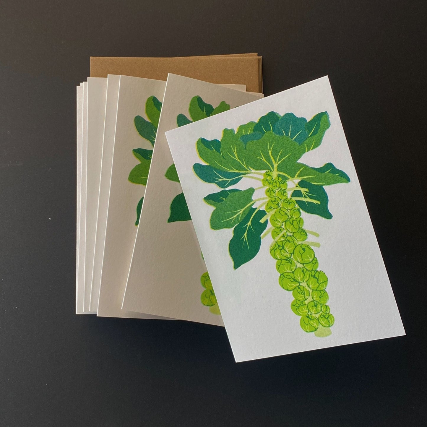 Pack of 8 Brussell Sprout Christmas Cards 