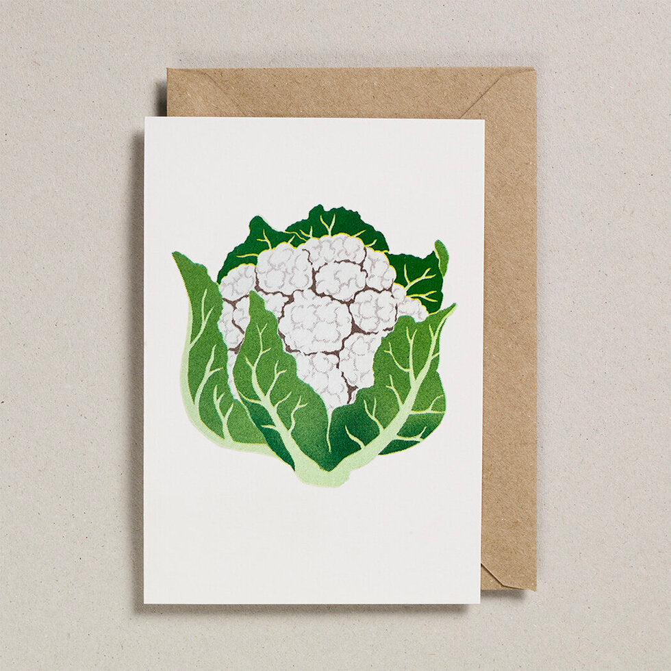 Cauliflower eco printed greeting card