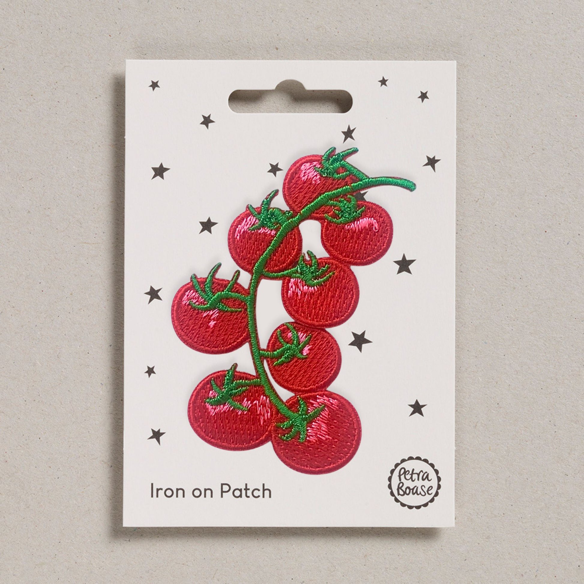 Tomatoes embroidered  iron on patch by Petra Boase