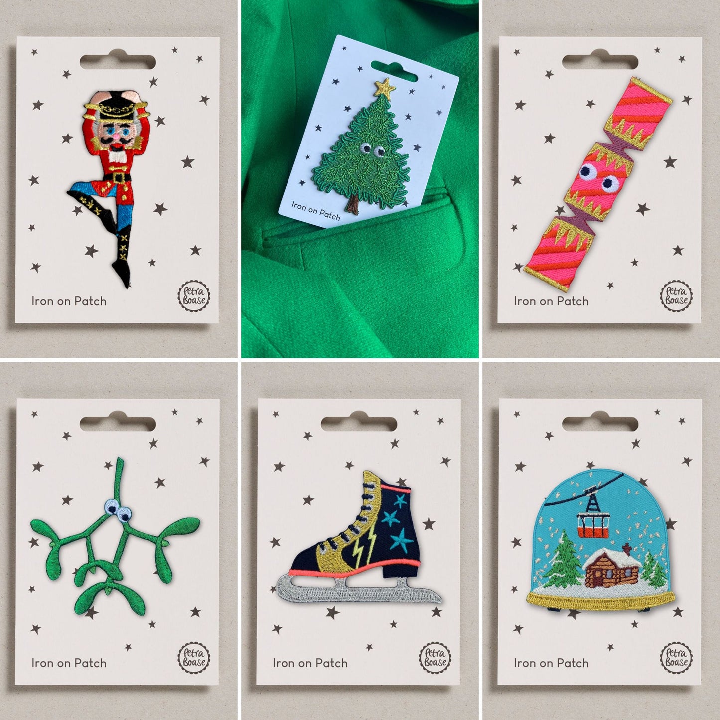 Christmas Iron On Patches Set of 6