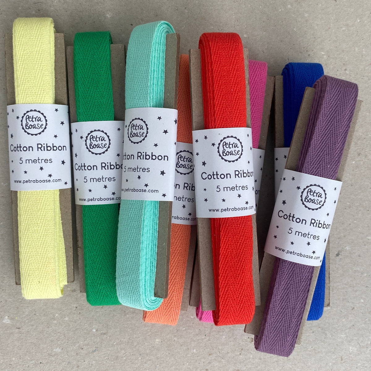 Peach Cotton Herringbone Ribbon, 5 Metre Length
