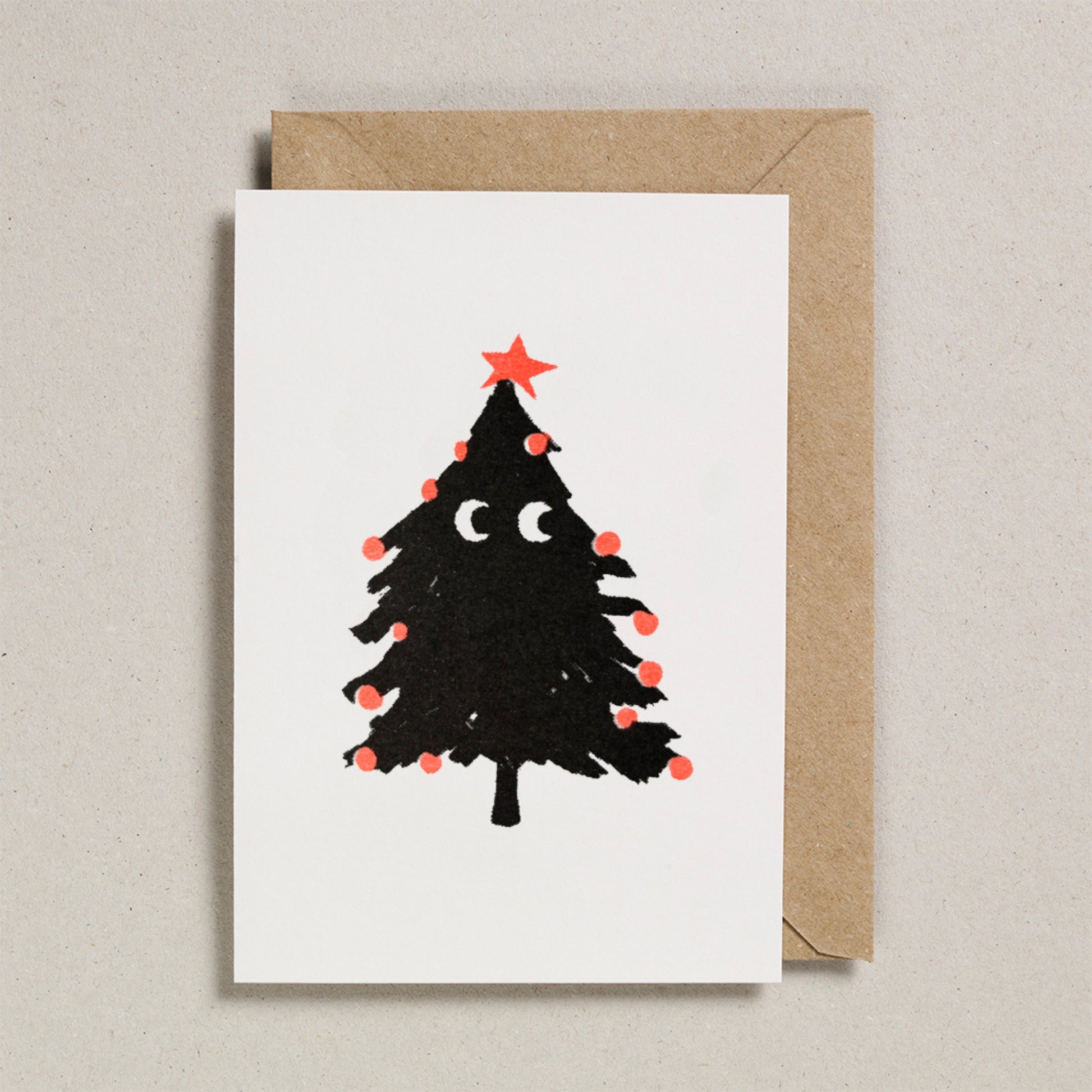 Cute googly eye Christmas tree eco greeting cards mini 6 pack of cards | Petra Boase
