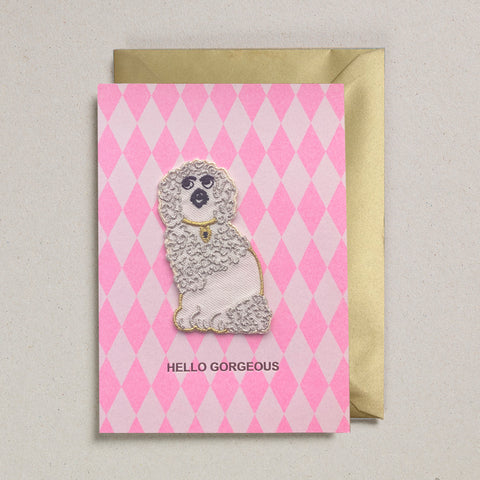 Iron on Patch Card - White Wally Dog