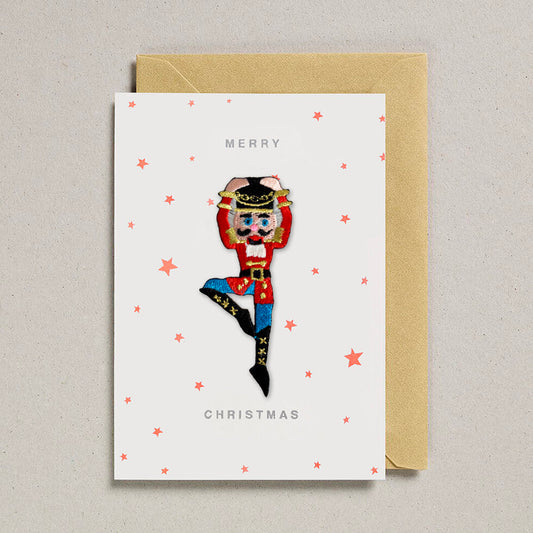 Iron on Patch Christmas Card - Dancing Nutcracker Merry Christmas
