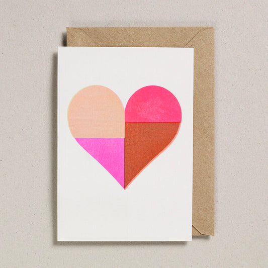 Patchwork Heart Riso Printed Greeting Card | Heart 7 Design.