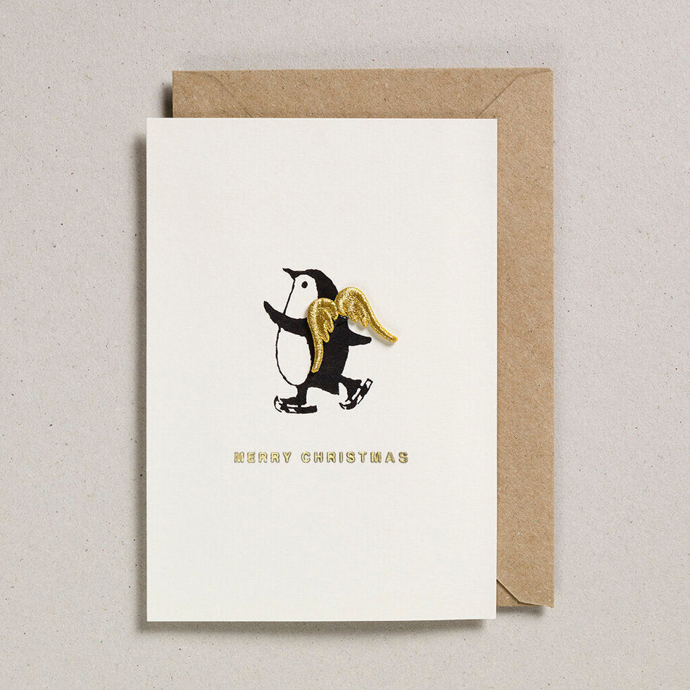 Iron on Christmas Charm Greeting card - Penguin