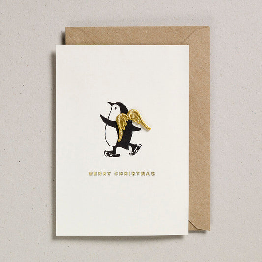 Iron on Christmas Charm Greeting card - Penguin