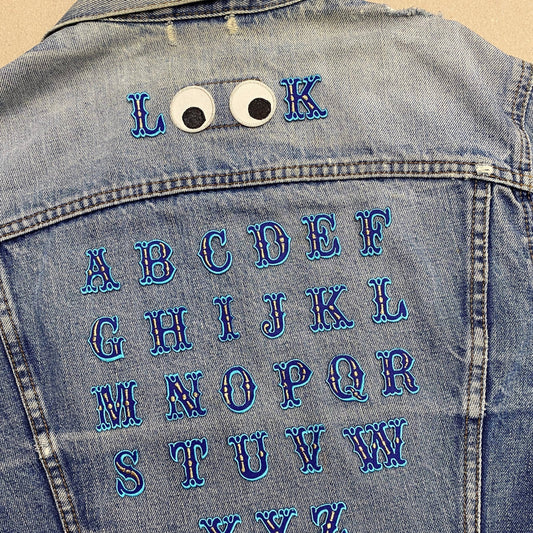 Blue Circus Font Alphabet Iron on Patches