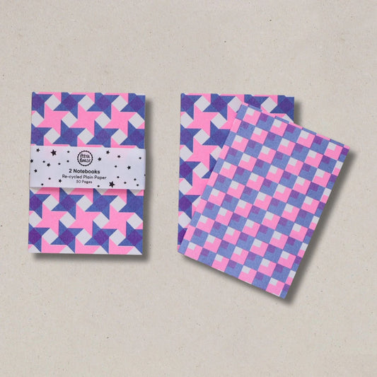 Set Of 2 Notebooks - Blue & Hot Pink