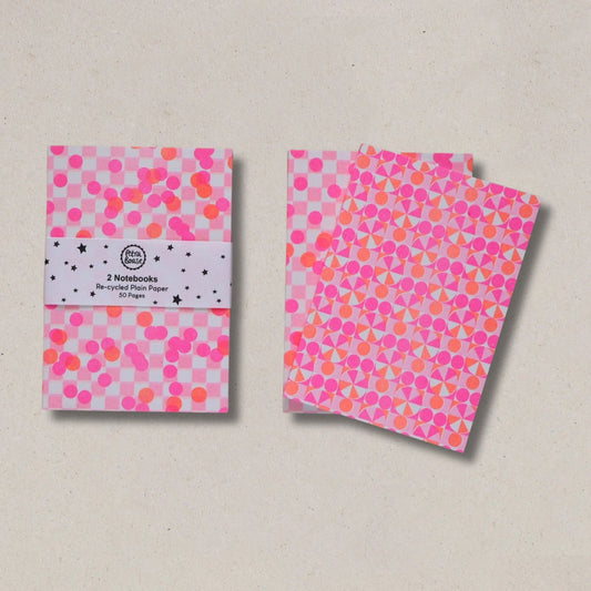 Set Of 2 Notebooks - Orange & Hot Pink