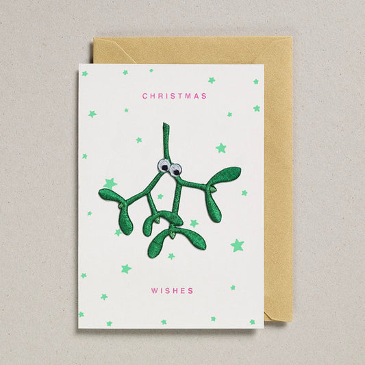 Iron on Patch Christmas Card -Mistletoe Happy Kissmass