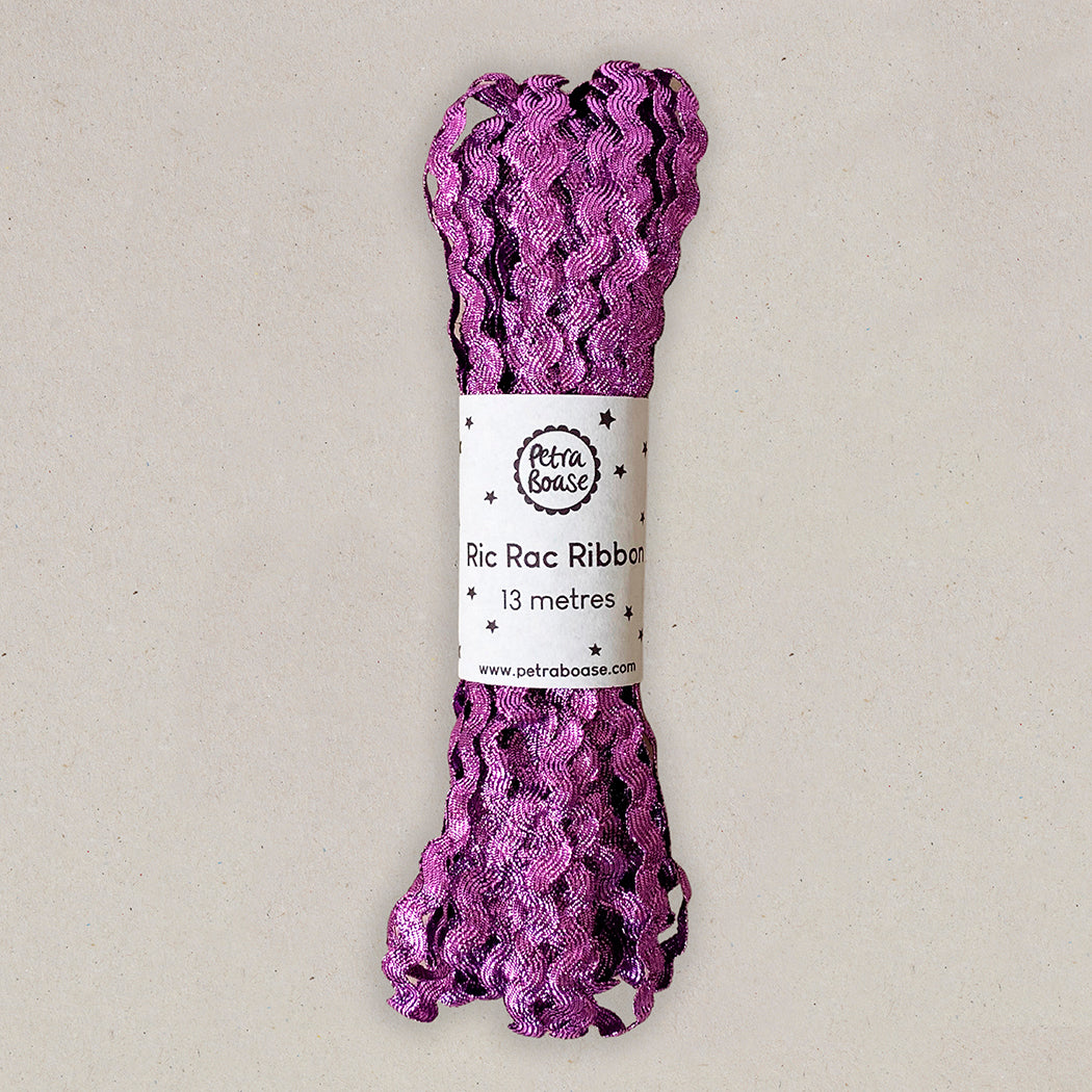 Lilac Sparkly metallic ric rac ribbon bundle | Petra Boase