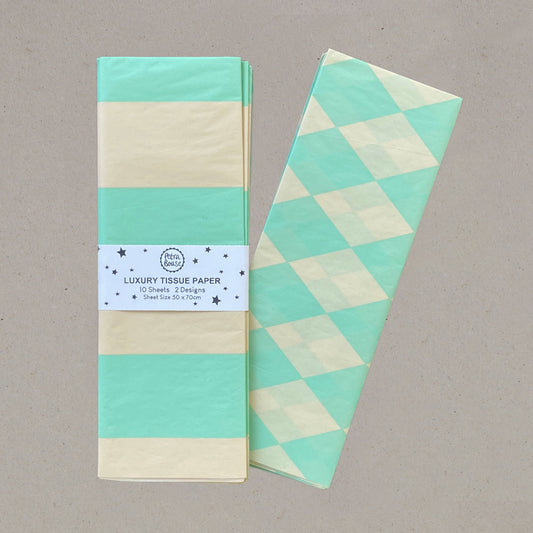 Luxury Tissue Paper - Butter & Mint, 10 Sheets.