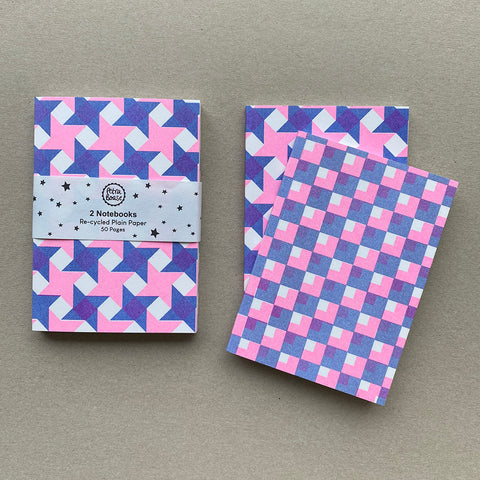 Set Of 2 Notebooks - Blue & Hot Pink