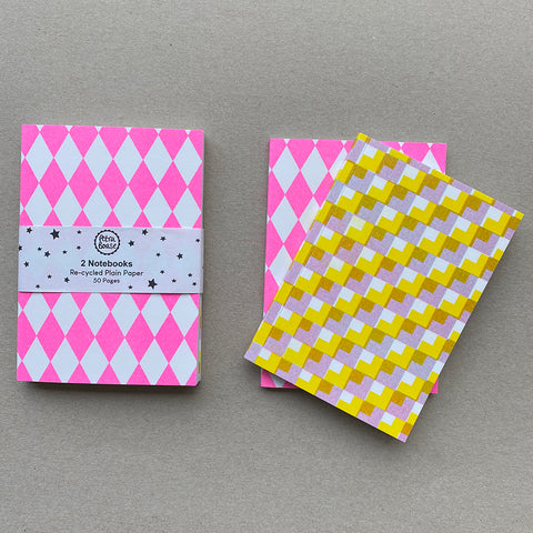 Set Of 2 Notebooks - Lilac/Yellow & Hot Pink