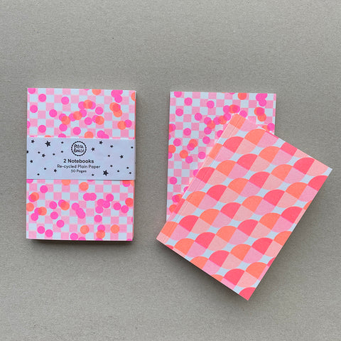 Set Of 2 Notebooks - Orange & Hot Pink