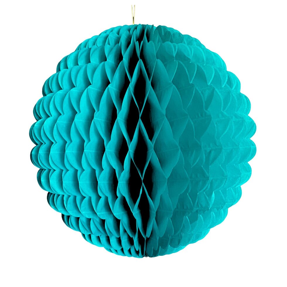 Teal Honeycomb Ball Tissue Paper Decoration – 35cm