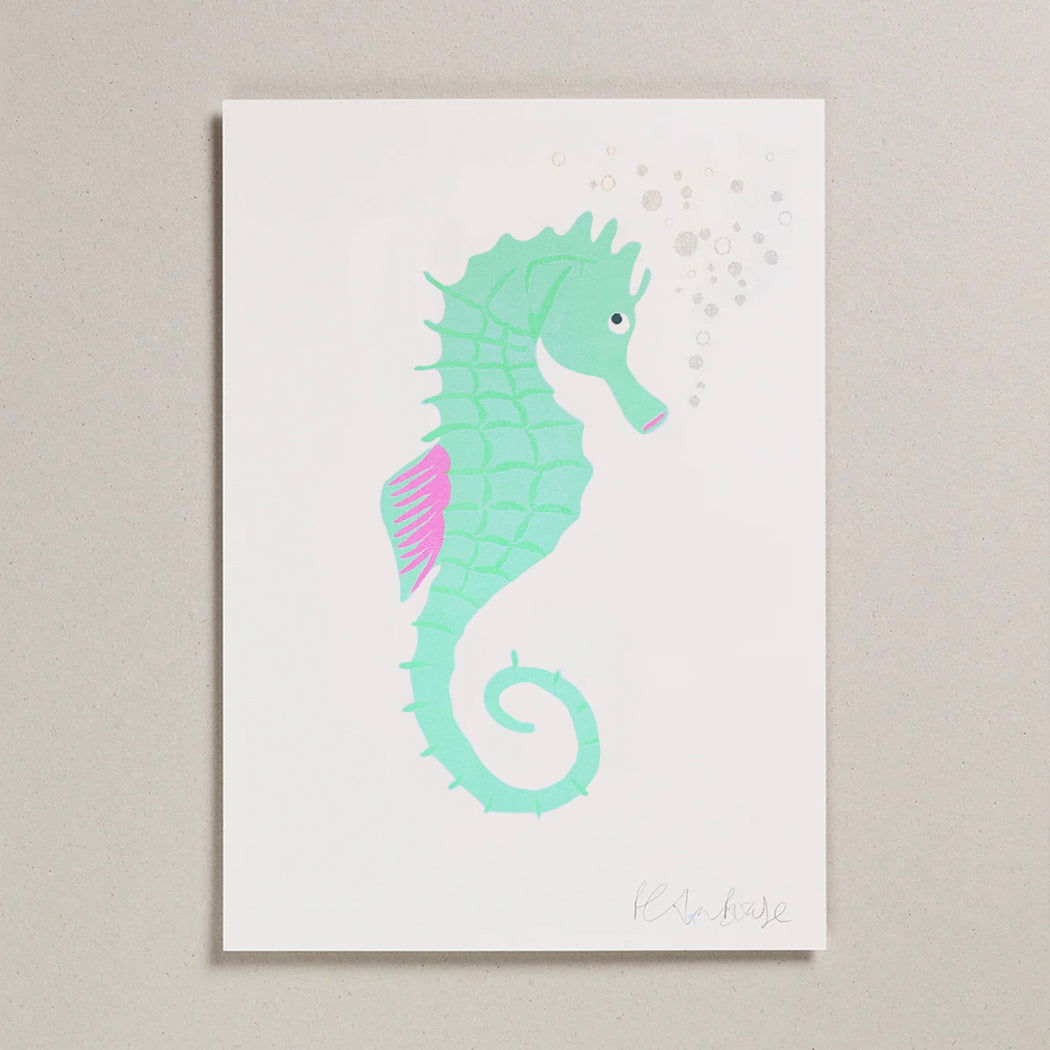 Risograph Print (A4) - Seahorse