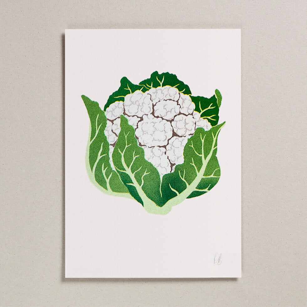 Cauliflower Risograph A4 Wall Art Print.